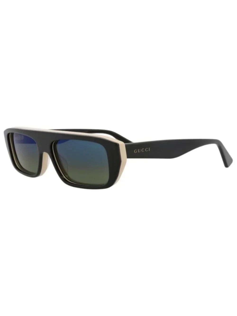 New Gucci Mens Square/Rectangle Black Black Blue Fashion Designer Sunglasses